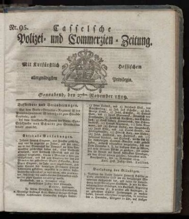 Nr. 95, Sonnabend, den 27sten November 1819