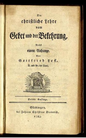 Die christliche Lehre vom Gebet und der Bekehrung : Nebst einem Anhange