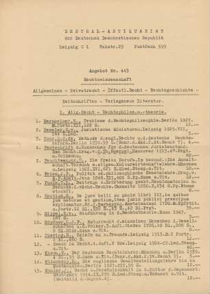 Nr. 443: Rechtswissenschaft