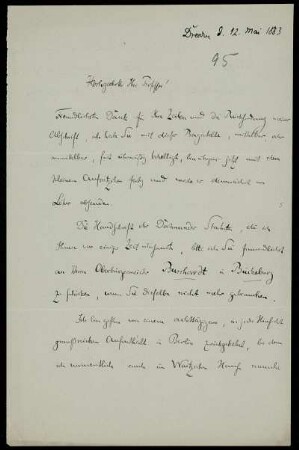 Nr. 3: Brief von Hubert Ermisch an Ferdinand Frensdorff, Dresden, 12.5.1883