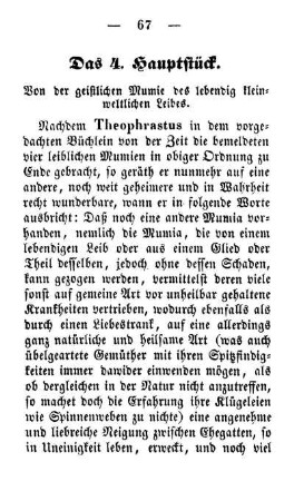 Das 4. Hauptstück. Von der geistlichen Mumie des lebendig kleinweltlichen Leibes