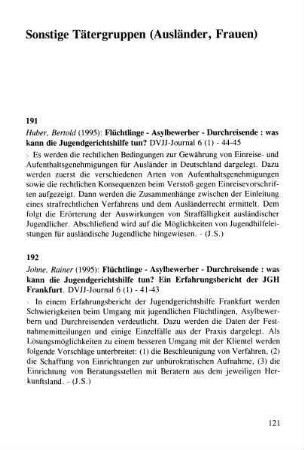 121-127, Sonstige Tätergruppen (Ausländer, Frauen)