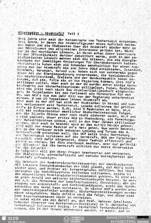 Alternative - Atomkraft? : Teil I