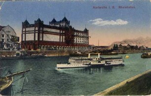 Postkartenalbum. "Karlsruhe i. B. - Rheinhafen". KALAG-Gebäude, Rheinhafen