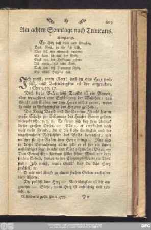 Am achten Sonntage nach Trinitatis.