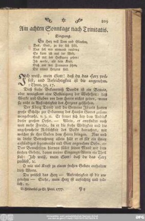 Am achten Sonntage nach Trinitatis.
