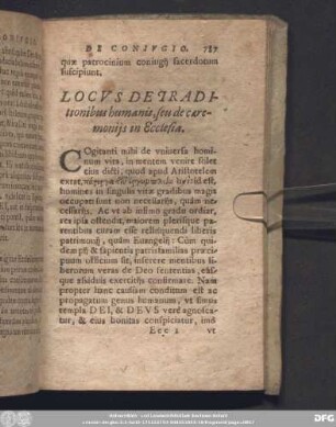 Locus De Traditionibus humanis, seu de caeremoniis in Ecclesia.