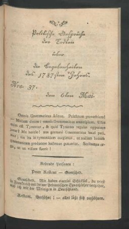 Nro. 37. den 6ten Mai