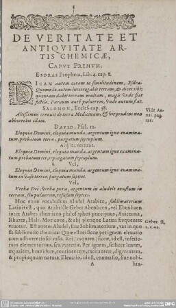 DE VERITATE ET ANTIQUITATE ARTIS CHEMICAE.