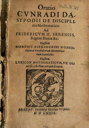 Oratio de disciplinis Mathematicis