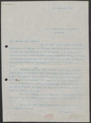 Brief an Willy Burmester : 27.09.1910