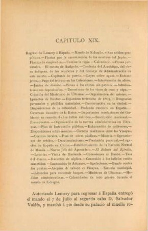 Capítulo XIX. Regreso de Lemery á Espana. - ...