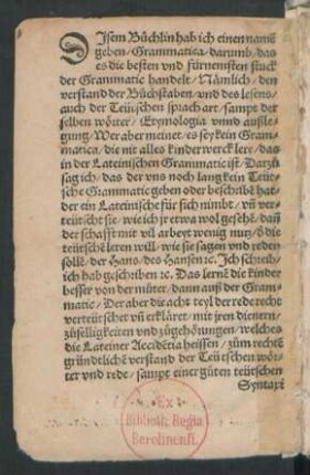 Disem Büchlin hab ich einen namen geben/ Grammatica ...