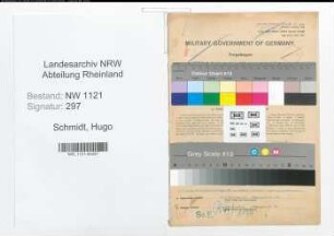 Entnazifizierung Hugo Schmidt , geb. 07.01.1890 (Vorstandsmitglied)