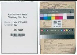 Entnazifizierung Josef Pott , geb. 14.02.1900 (Bibliothekar)