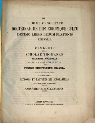 Oratio qua ad sacra anniversaria Scholae Thomanae ... celebranda ... invitat. 1857/58