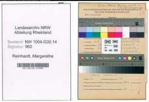 Entnazifizierung Margarethe Reinhardt , geb. 13.11.1914 ()