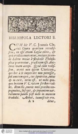Vita et Opera ad annum MDCCXI