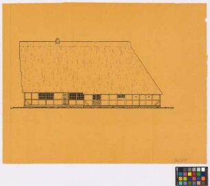 Insel Stade ([Landkreis Stade]), ehemals Huttfleth ([Landkreis Jork]): Museumshaus. Haupthaus (Seiten-Ansicht)