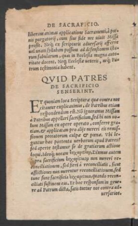 Quid Patres De Sacrifio Senserint.