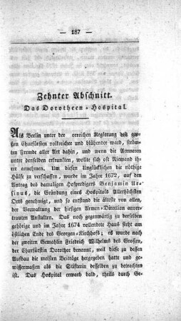 Zehnter Abschnitt. Das Dorotheen-Hospital.