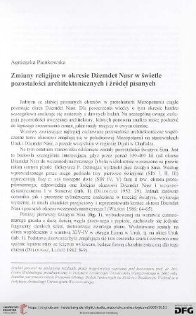 Zmiany religijne w okresie Dżemdet Nasr w świetle pozostałości architektonicznych i źródeł pisanych