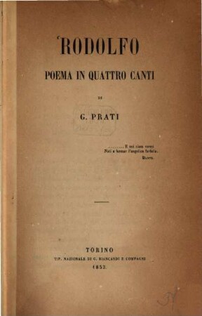 Rodolfo : Poema on quattro canti