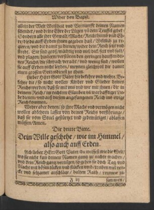 Die dritte Bitte. Dein Wille geschehe/ wie im Himmel ...
