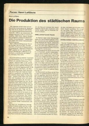 Die Produktion des städtischen Raums
