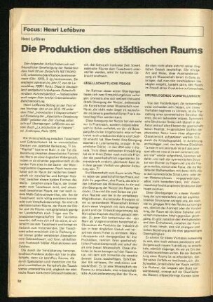 Die Produktion des städtischen Raums