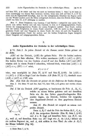 8. Andre Eigenschaften der Dreiecke in der vollständigen Ebene.