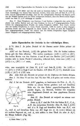 8. Andre Eigenschaften der Dreiecke in der vollständigen Ebene.