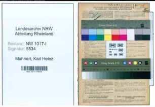 Entnazifizierung Karl Heinz Mahnert , geb. 02.03.1913 (Volksschullehrer)