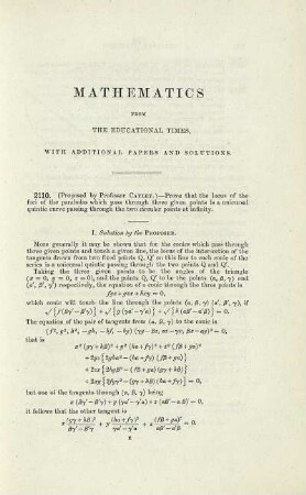 Mathematics from the educational times. [2110. - 1755.]