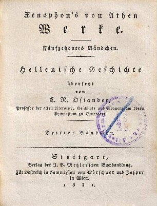 Xenophon's von Athen Werke, 15. Hellenische Geschichte ; 3