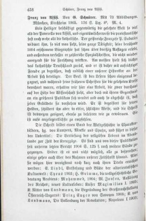 458-459 [Rezension] Schnürer, Gustav, Franz von Assisi