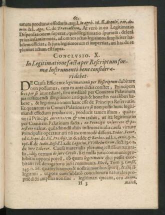 Conclusio X. In Legitimatione facta per Rescriptum forma Instrumenti bene confiderari debet.