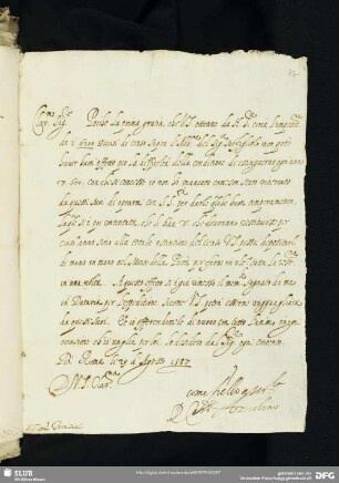 Brief des Decio Cardinale Azzolini