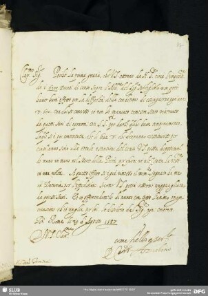 Brief des Decio Cardinale Azzolini