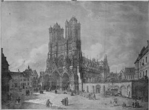 Ansicht der Kathedrale zu Reims von Südwesten