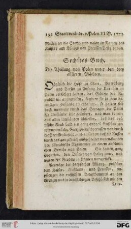 Sechstes Buch: Die Theilung von Polen unter den drey alliirten Mächten