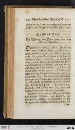 Sechstes Buch: Die Theilung von Polen unter den drey alliirten Mächten
