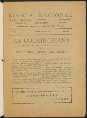 1922007400: La cocainómana : (escenas de media noche)