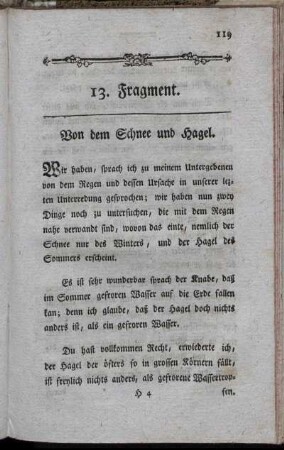 13. Fragment. Von dem Schnee und Hagel.