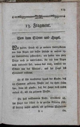 13. Fragment. Von dem Schnee und Hagel.