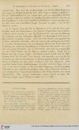 Literatur / Nekrologe / Personalien / Sammlungen / Ausstellungen / Forschungen / Sitzungsberichte / Wettbewerbe / Briefe an die Redaktion