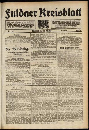 Ausgabe vom Mittwoch, den 11. August 1915.