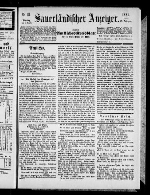 Sauerländischer Anzeiger ; [...] ; Amtliches Kreisblatt für die Kreise Brilon und Büren