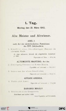 Alte Meister und Altwiener (Nr. 1-89)