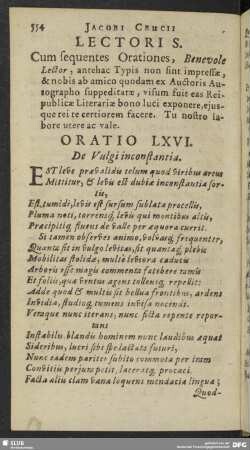 Oratio LXVI. De Vulgi inconstantia